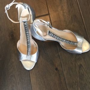 Silver rhinestone shoe